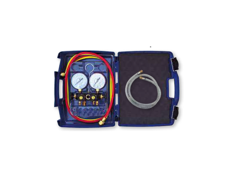 Kit Manómetros de 4 Vias Ø80 mm Classe 1 com Mangueiras de Carga - Image 1
